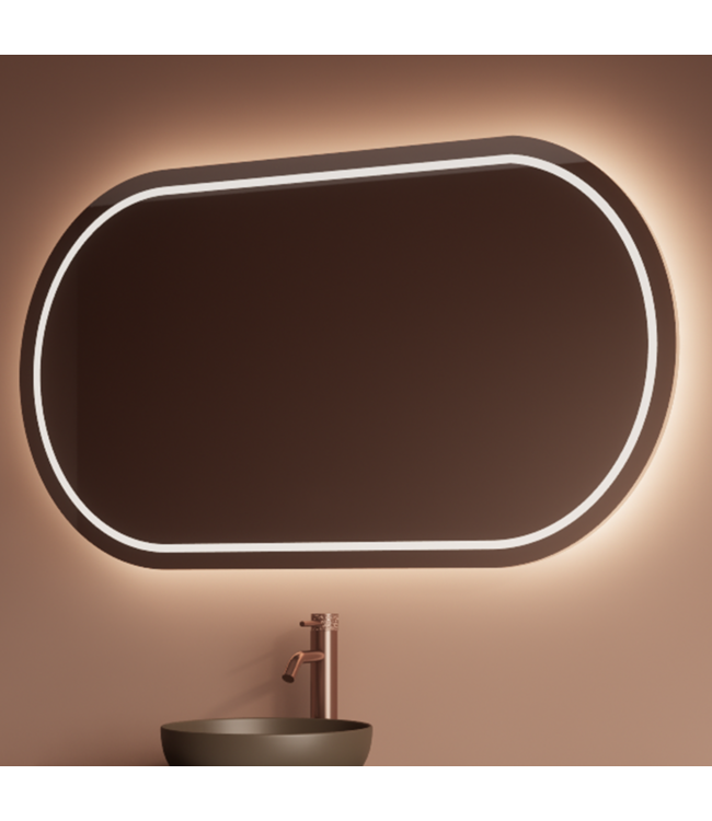Spiegel Gliss Agon Ovaal 180cm sensor bediening met dimbaar licht - geinteg. Spiegelverwarming