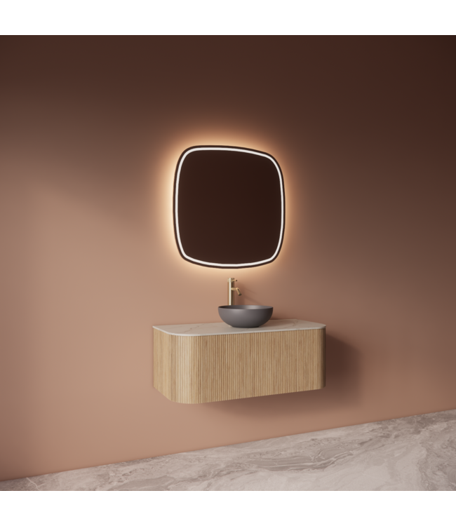 Spiegel Gliss Axis Organisch 60cm sensor bediening met dimbaar licht - geinteg. Spiegelverwarming