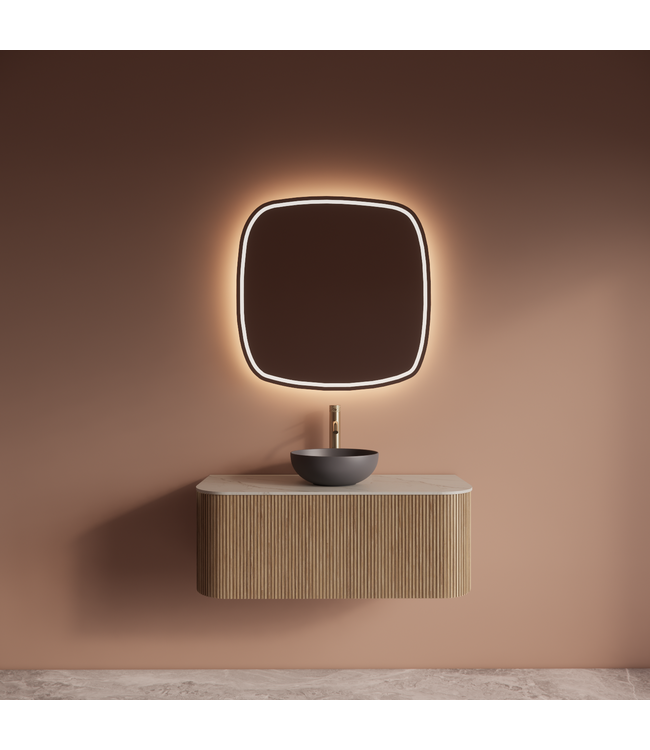 Spiegel Gliss Axis Organisch 60cm sensor bediening met dimbaar licht - geinteg. Spiegelverwarming