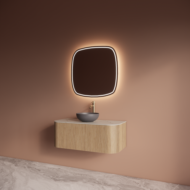 Spiegel Gliss Axis Organisch 60cm sensor bediening met dimbaar licht - geinteg. Spiegelverwarming