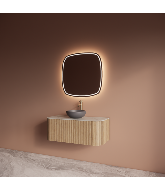 Spiegel Gliss Axis Organisch 60cm sensor bediening met dimbaar licht - geinteg. Spiegelverwarming