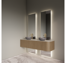 Spiegel Gliss Celeste 140x50cm 2-delig - sensorbediening met dimbaar licht - Spiegelverwarming