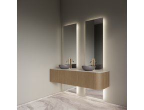 Spiegel Gliss Celeste 140x50cm 2-delig - sensorbediening met dimbaar licht - Spiegelverwarming