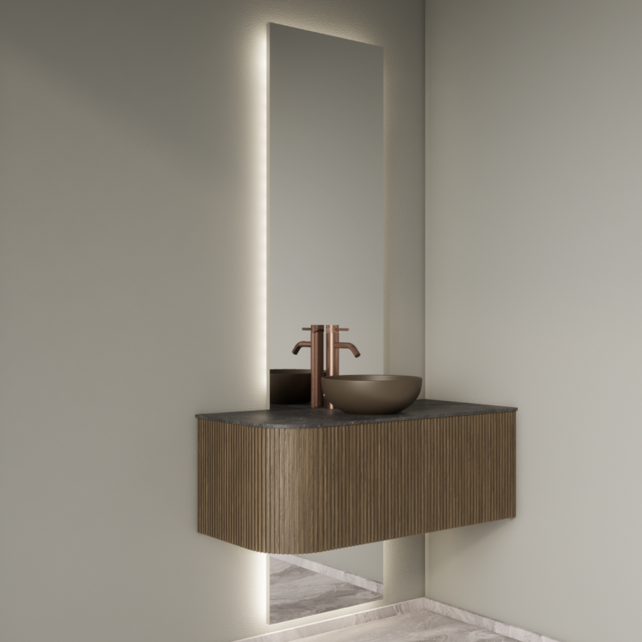 Spiegel Gliss Celeste 140x50cm 2-delig - sensorbediening met dimbaar licht - Spiegelverwarming