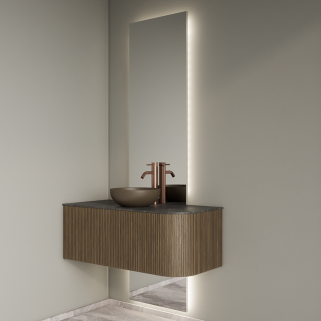 Spiegel Gliss Celeste 140x50cm 2-delig - sensorbediening met dimbaar licht - Spiegelverwarming