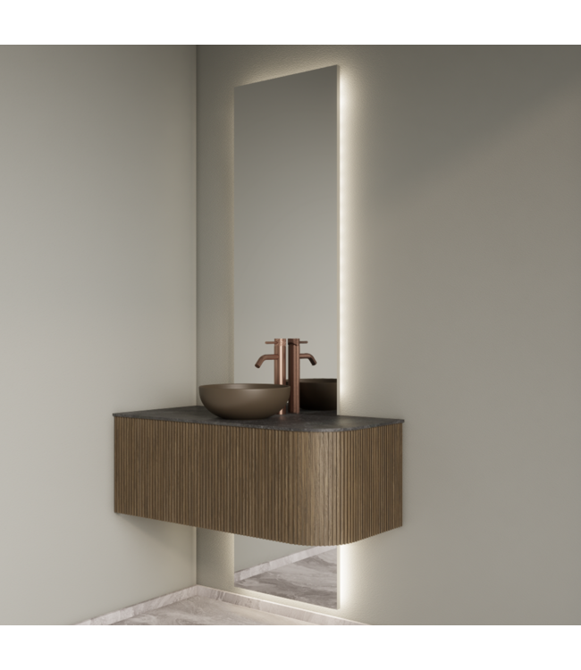 Spiegel Gliss Celeste 140x50cm 2-delig - sensorbediening met dimbaar licht - Spiegelverwarming