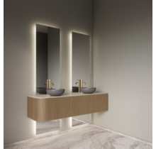 Spiegel Gliss Celeste 120x50cm 2-delig - sensorbediening met dimbaar licht - Spiegelverwarming