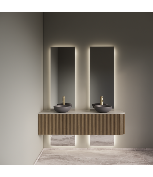 Spiegel Gliss Celeste 120x50cm 2-delig - sensorbediening met dimbaar licht - Spiegelverwarming