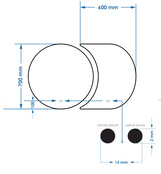 Spiegel Gliss Eris 70 + 60x70 cm 2-delig - sensor bediening met dimbaar licht - Spiegelverwarming