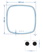 Spiegel Gliss Axis Organisch 80cm sensor bediening met dimbaar licht - geinteg. Spiegelverwarming