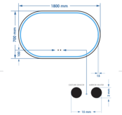 Spiegel Gliss Agon Ovaal 180cm sensor bediening met dimbaar licht - geinteg. Spiegelverwarming