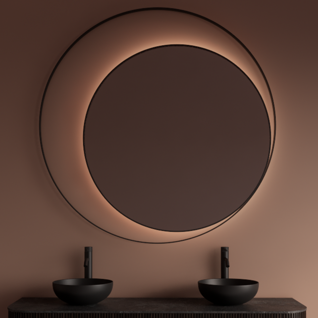 Spiegel Gliss Kosmos Zwart Rond 80cm sensor bediening met dimbaar licht - Spiegelverwarming