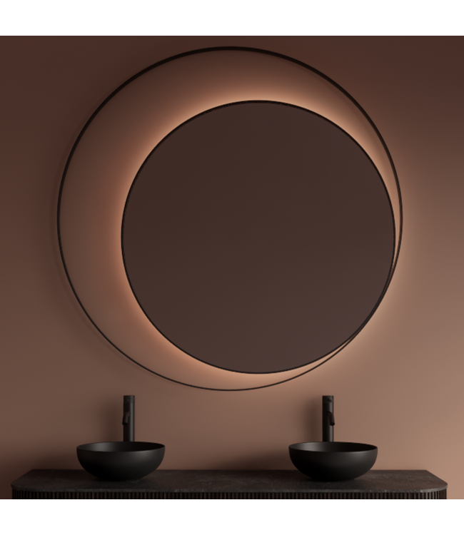 Spiegel Gliss Kosmos Zwart Rond 80cm sensor bediening met dimbaar licht - Spiegelverwarming
