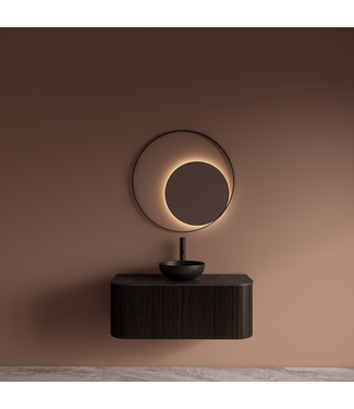 GLISS DESIGN Spiegel Gliss Kosmos Zwart Rond 80cm sensor bediening met dimbaar licht - Spiegelverwarming