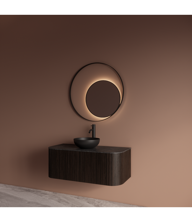 GLISS DESIGN Spiegel Gliss Kosmos Zwart Rond 80cm sensor bediening met dimbaar licht - Spiegelverwarming