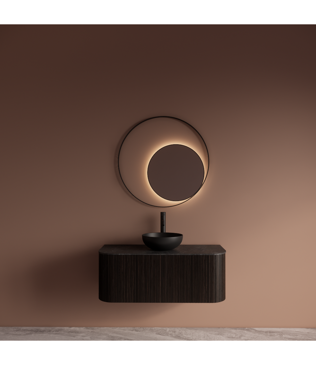 Spiegel Gliss Kosmos Zwart Rond 90cm sensor bediening met dimbaar licht - Spiegelverwarming