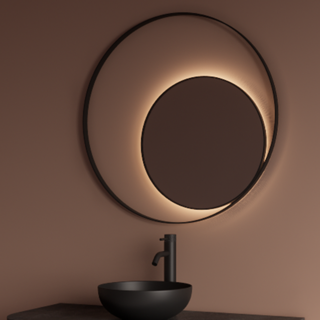 Spiegel Gliss Kosmos Zwart Rond 100cm sensor bediening met dimbaar licht - Spiegelverwarming