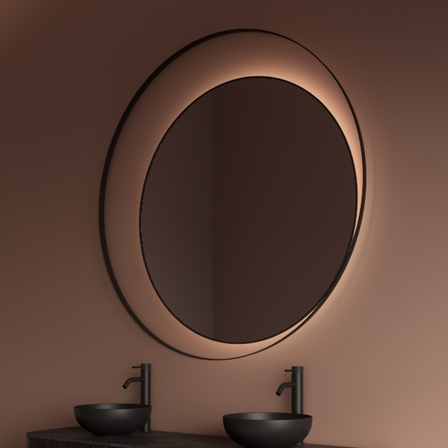 Spiegel Gliss Kosmos Zwart Rond 120cm sensor bediening met dimbaar licht - Spiegelverwarming