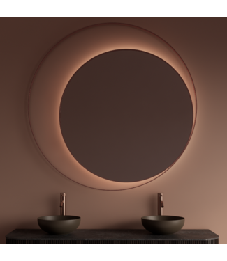 GLISS DESIGN Spiegel Gliss Kosmos Copper Rond 140cm sensor bediening met dimbaar licht - Spiegelverwarming