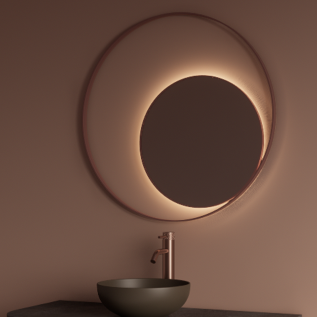 Spiegel Gliss Kosmos Copper Rond 120cm sensor bediening met dimbaar licht - Spiegelverwarming