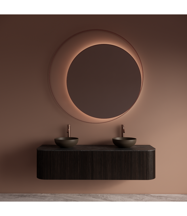 Spiegel Gliss Kosmos Copper Rond 120cm sensor bediening met dimbaar licht - Spiegelverwarming