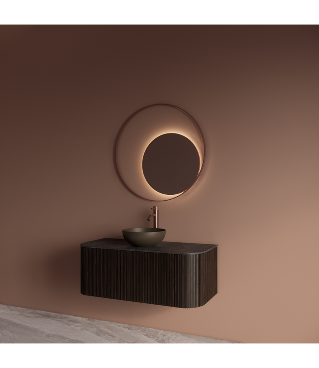 Spiegel Gliss Kosmos Copper Rond 100cm sensor bediening met dimbaar licht - Spiegelverwarming