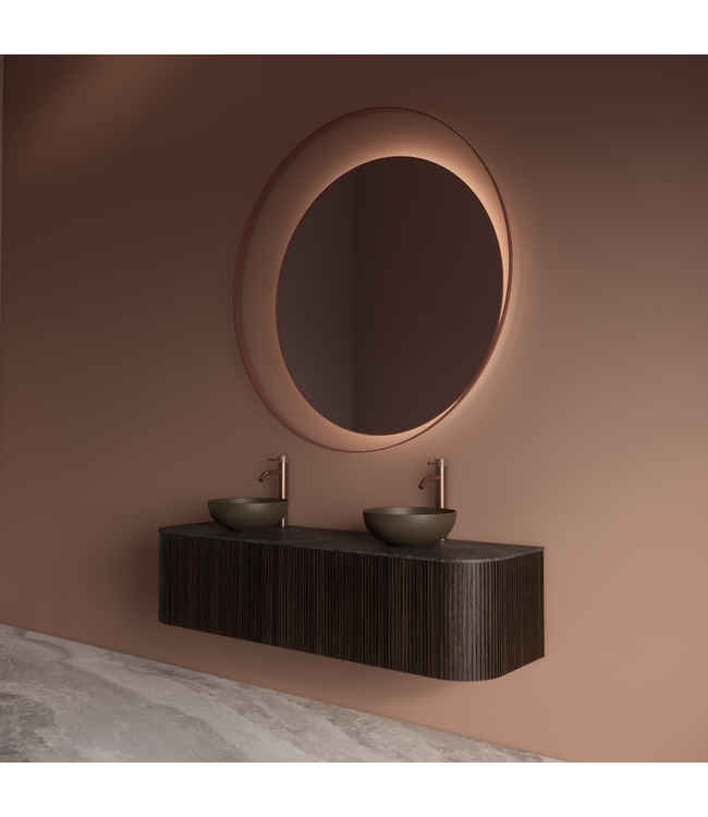 Spiegel Gliss Kosmos Copper Rond 100cm sensor bediening met dimbaar licht - Spiegelverwarming