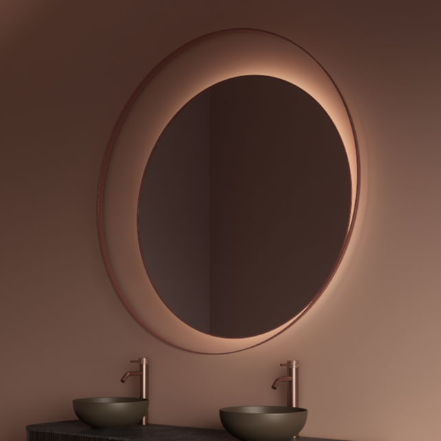Spiegel Gliss Kosmos Copper Rond 100cm sensor bediening met dimbaar licht - Spiegelverwarming