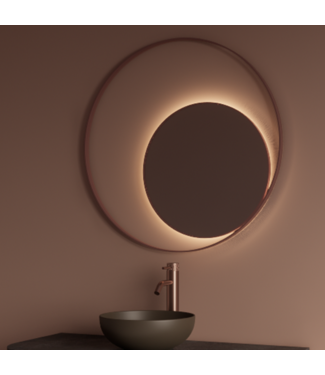 GLISS DESIGN Spiegel Gliss Kosmos Copper Rond 90cm sensor bediening met dimbaar licht - Spiegelverwarming
