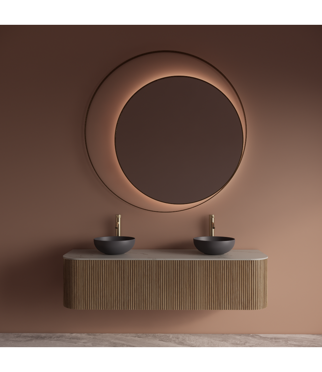 Spiegel Gliss Kosmos Goud Rond 80cm sensor bediening met dimbaar licht - Spiegelverwarming