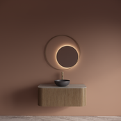 Spiegel Gliss Kosmos Goud Rond 80cm sensor bediening met dimbaar licht - Spiegelverwarming