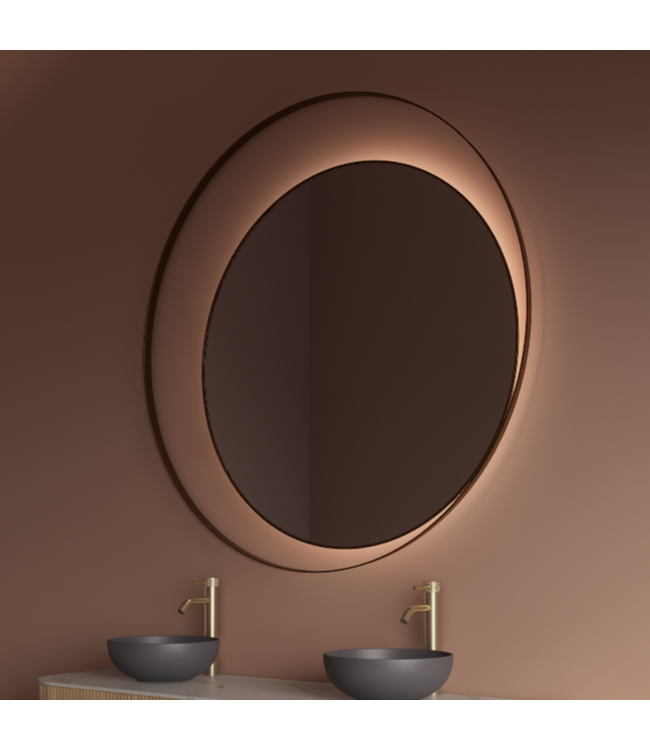 Spiegel Gliss Kosmos Goud Rond 90cm sensor bediening met dimbaar licht - Spiegelverwarming