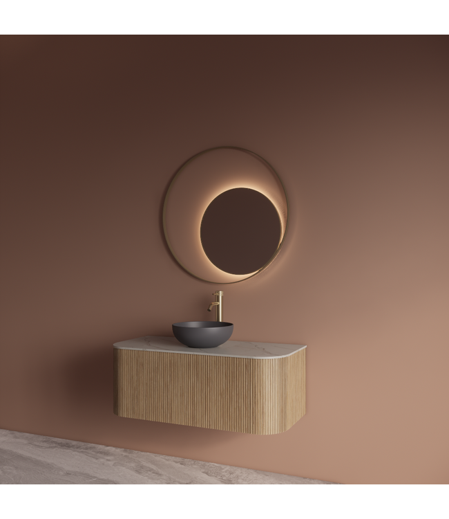 Spiegel Gliss Kosmos Goud Rond 90cm sensor bediening met dimbaar licht - Spiegelverwarming