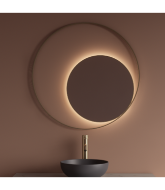 GLISS DESIGN Spiegel Gliss Kosmos Goud Rond 90cm sensor bediening met dimbaar licht - Spiegelverwarming