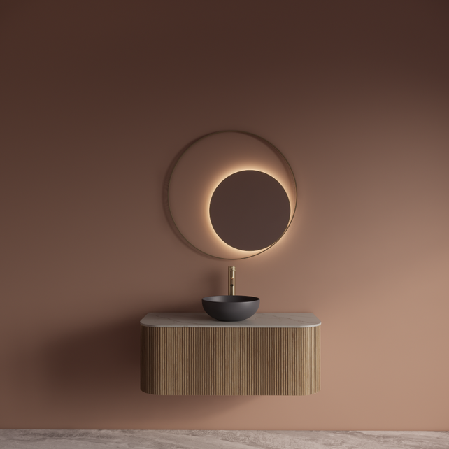 Spiegel Gliss Kosmos Goud Rond 100cm sensor bediening met dimbaar licht - Spiegelverwarming