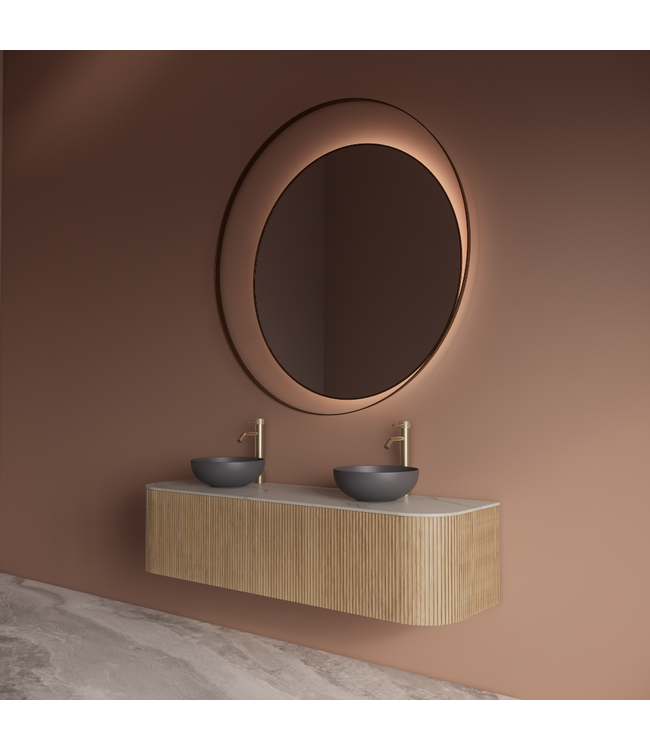 Spiegel Gliss Kosmos Goud Rond 120cm sensor bediening met dimbaar licht - Spiegelverwarming