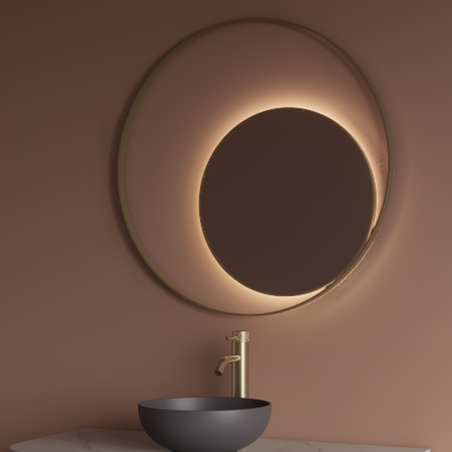 Spiegel Gliss Kosmos Goud Rond 120cm sensor bediening met dimbaar licht - Spiegelverwarming