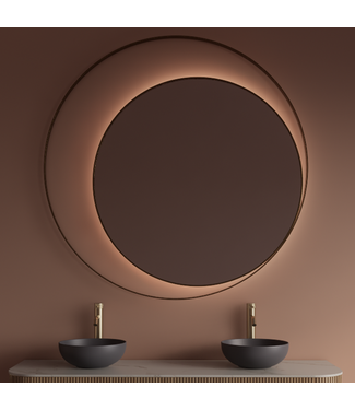 GLISS DESIGN Spiegel Gliss Kosmos Goud Rond 140cm sensor bediening met dimbaar licht - Spiegelverwarming