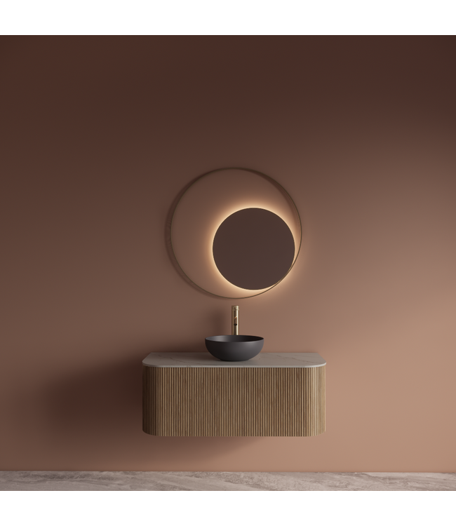 Spiegel Gliss Kosmos Goud Rond 140cm sensor bediening met dimbaar licht - Spiegelverwarming