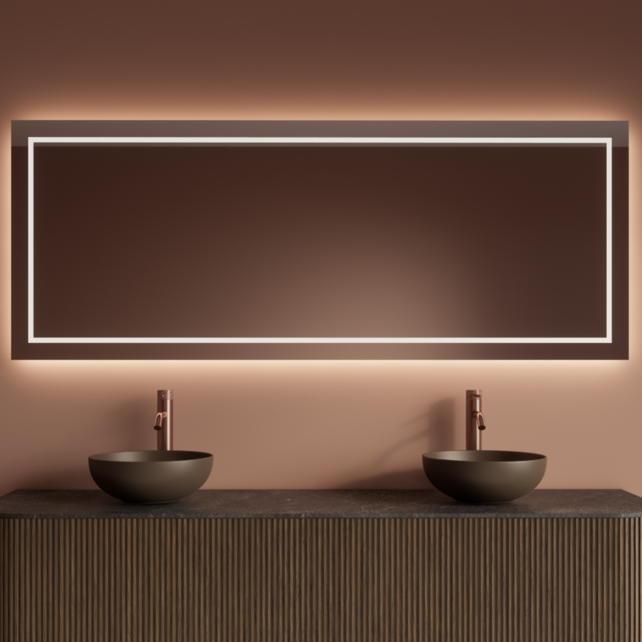 Spiegel Gliss Lenus Rechthoek 160cm sensor bediening met dimbaar licht - Spiegelverwarming