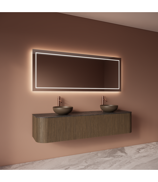 GLISS DESIGN Spiegel Gliss Lenus Rechthoek 160cm sensor bediening met dimbaar licht - Spiegelverwarming