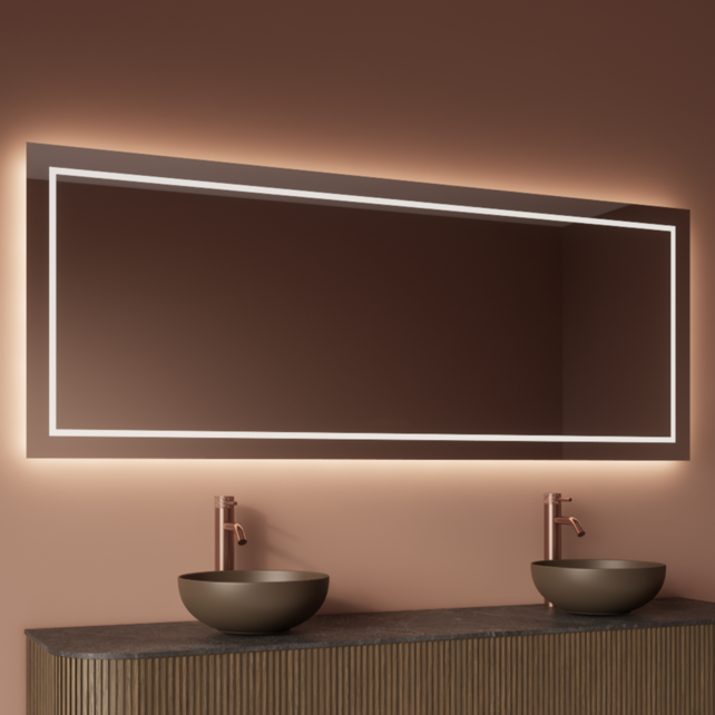 Spiegel Gliss Lenus Rechthoek 150cm sensor bediening met dimbaar licht - Spiegelverwarming