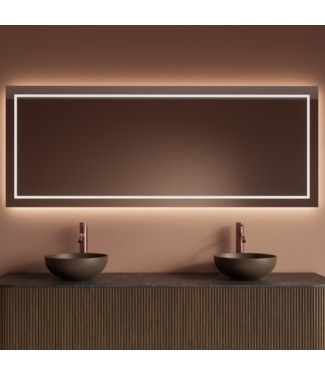 GLISS DESIGN Spiegel Gliss Lenus Rechthoek 140cm sensor bediening met dimbaar licht - Spiegelverwarming