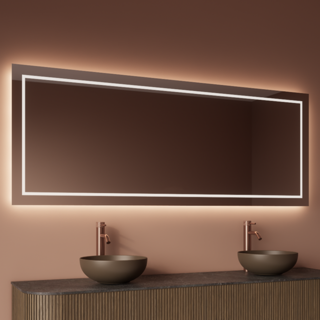 Spiegel Gliss Lenus Rechthoek 140cm sensor bediening met dimbaar licht - Spiegelverwarming