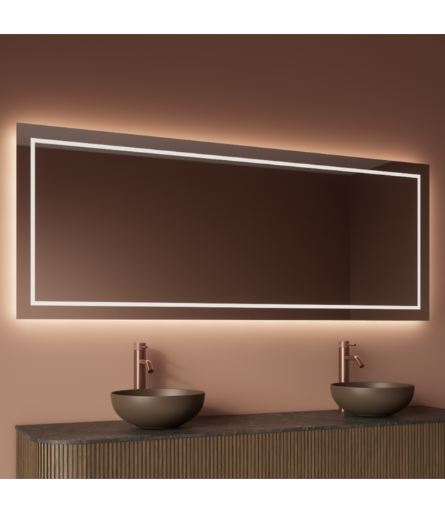 Spiegel Gliss Lenus Rechthoek 140cm sensor bediening met dimbaar licht - Spiegelverwarming