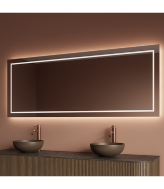 GLISS DESIGN Spiegel Gliss Lenus Rechthoek 100cm sensor bediening met dimbaar licht - Spiegelverwarming