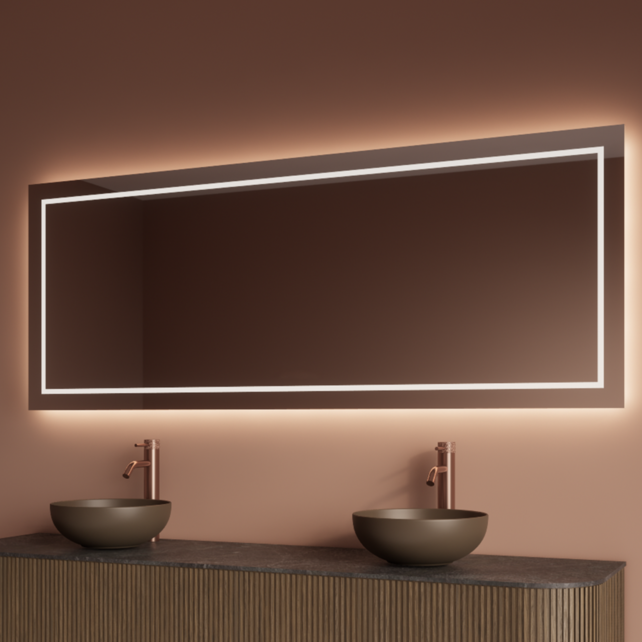 Spiegel Gliss Lenus Rechthoek 100cm sensor bediening met dimbaar licht - Spiegelverwarming