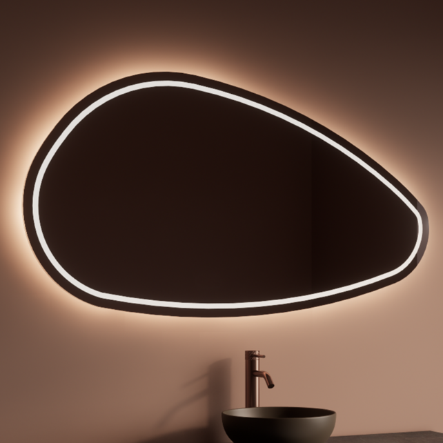 Spiegel Gliss Sirius Organisch 120x71cm sensor bediening met dimbaar licht - Spiegelverwarming