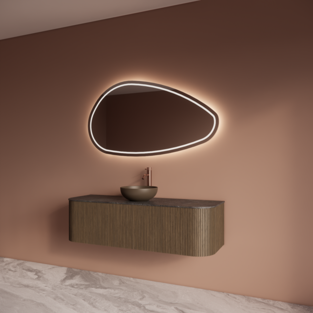 Spiegel Gliss Sirius Organisch 140x82cm sensor bediening met dimbaar licht - Spiegelverwarming