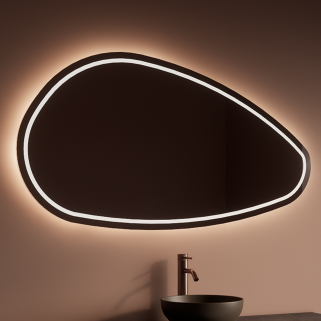 Spiegel Gliss Sirius Organisch 140x82cm sensor bediening met dimbaar licht - Spiegelverwarming